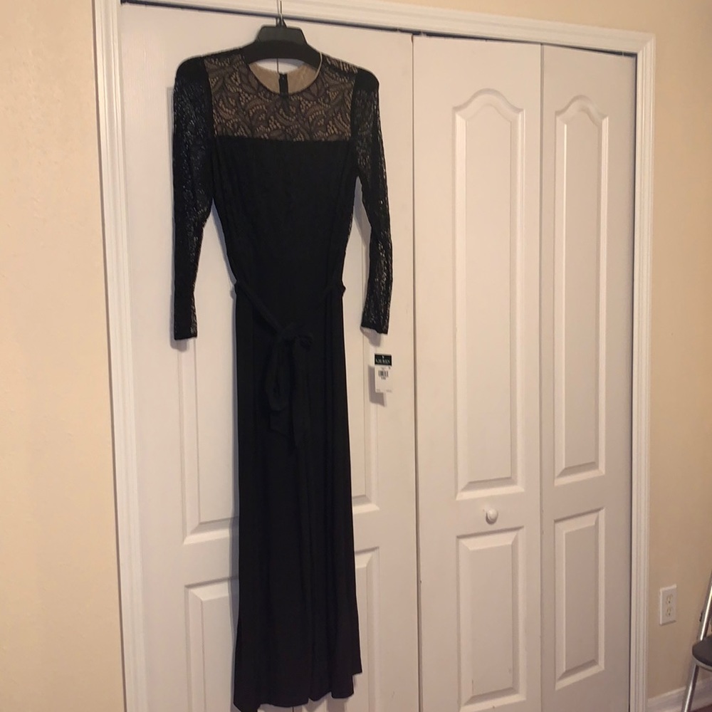 Lauren Ralph Lauren Black Lace Top Jumpsuit Size 14 W NWT